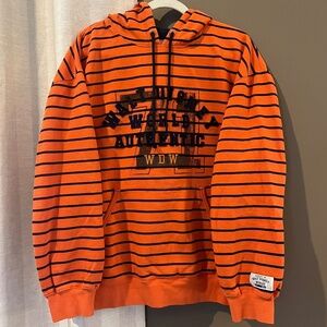 Disney Hoodie, Walt Disney World Orange Striped Sweatshirt, Size Large